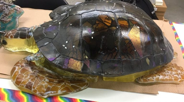 Cycle of Life: Sea Turtle Glass Sculpture – First slump of Mrs. Loggerhead cast glass carapace